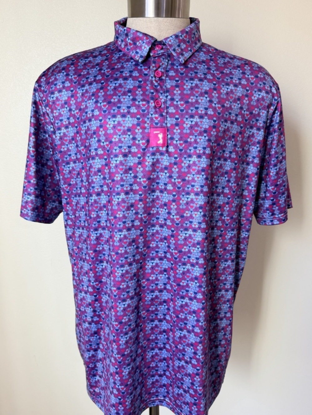 Bogey Bros Golf Men's “Whale Tail” Multicolor Short Sleeve Stretch Polo Size XL